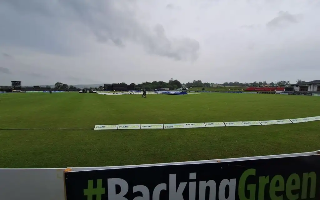 Bready Cricket Club Ground rain [Source: @cricketireland/x.com]
