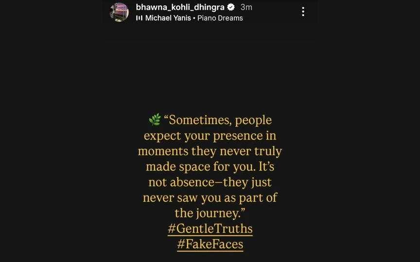 Virat Kohli's sister shares a cryptic post [Source: bhawna_kohli_dhingra/x.com]