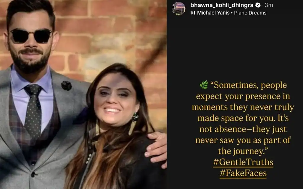 Virat Kohli's sister shares a cryptic post [Source: bhawna_kohli_dhingra/x.com]