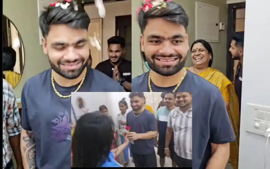 Rinku Singh gets warm welcome from MP Priya Saroj's family [Source: ak_saroj_7dec/x.com]