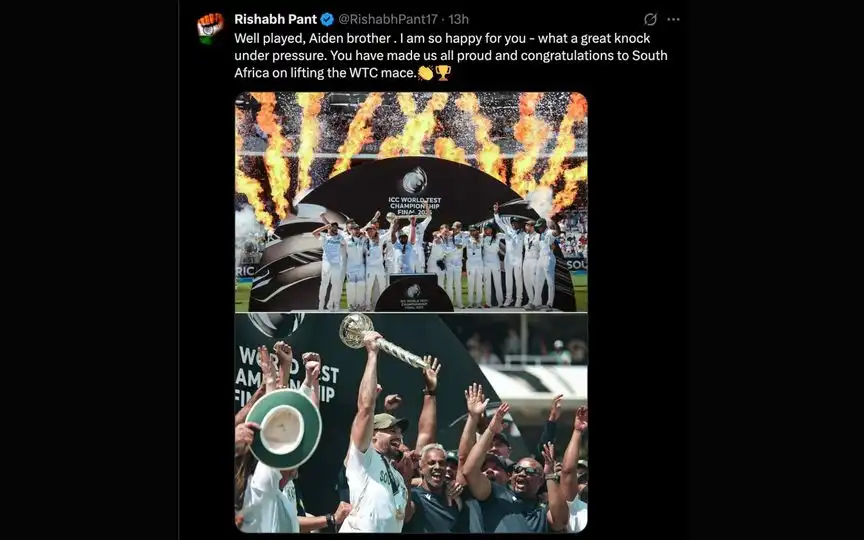 Rishabh Pant's Tweet for South Africa [Source: @RishabhPant17/X.com]