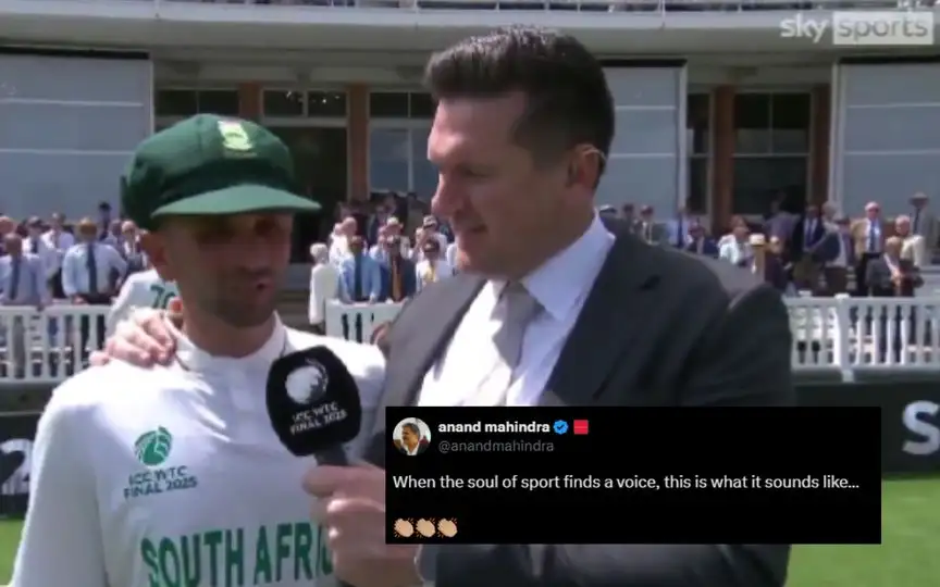 Keshav Maharaj broke down after WTC 2025 final [Source: @anandmahindra/x.com]
