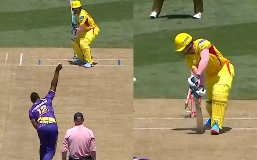 Du Plessis stumps shattered [Source: @LA_KnightRiders/x.com]
