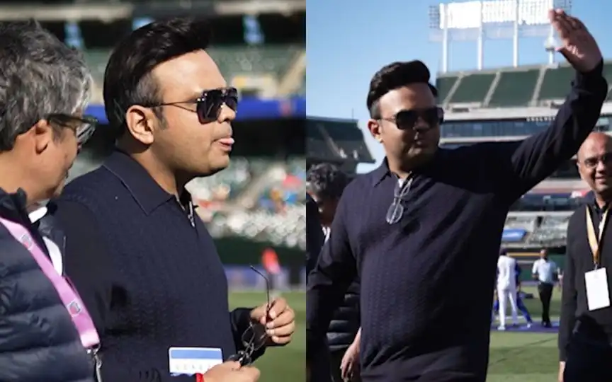 Jay Shah waves at California crowd [Source: @mlc/Instagram.com]