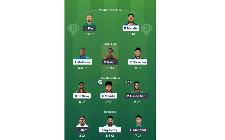 SL vs BAN 1st Test: Dream11 Team 2 ( Source: @Dream11 App)
