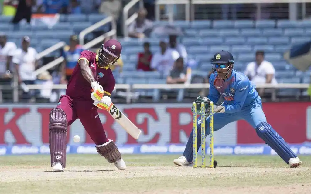 Evin Lewis during his century against India (Source:@cricbuzz/X.com)