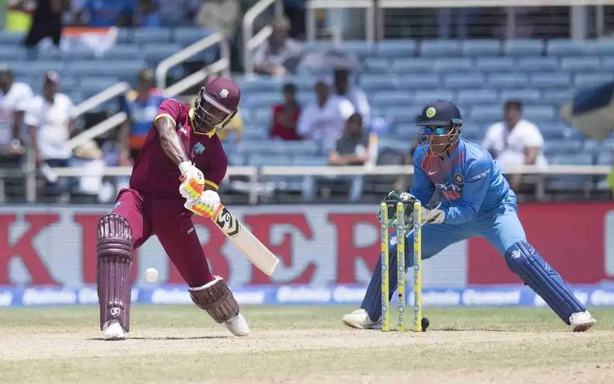 Evin Lewis during his century against India (Source:@cricbuzz/X.com)