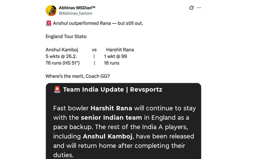 Fan tweet [Source: @Abhinav_hariom/X.com]