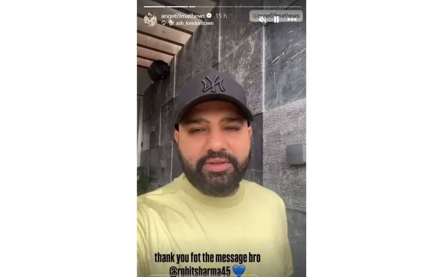 Mathews shares Rohit Sharma's message [Source: @ange69mathews/Instagram]