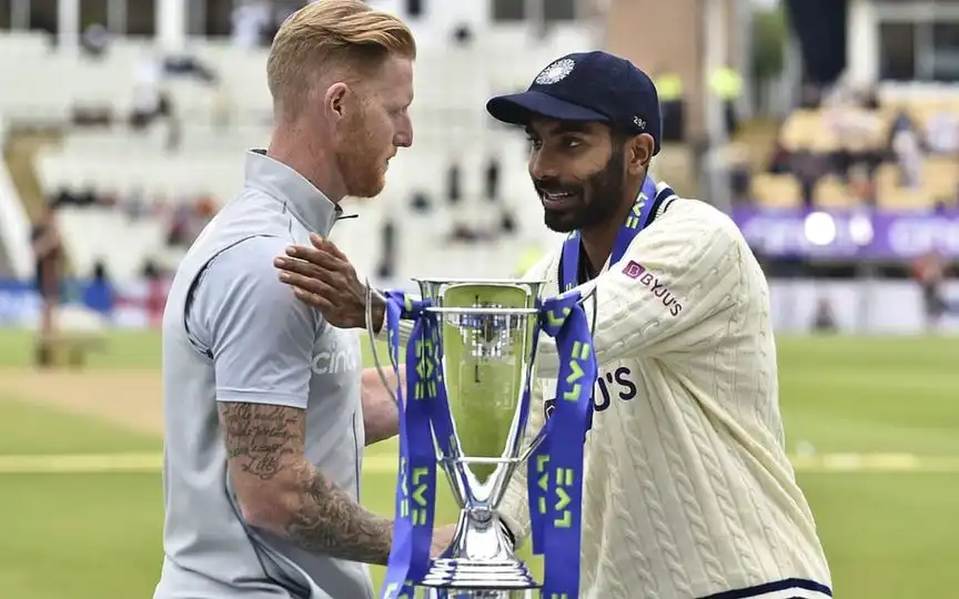 Ben Stokes and Jasprit Bumrah - (Source :@MufaVohra/X.Com)