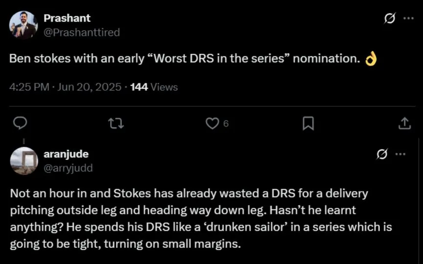 Screengrab from X users' tweets