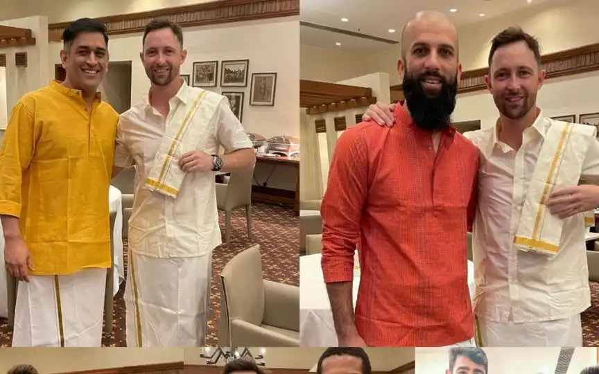 Devon Conway and his teammates from the Chennai Super Kings (@JoeRoot66Fan)