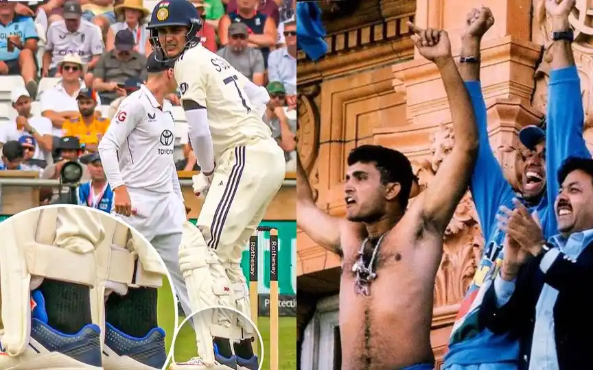 Shubman Gill In Leed's Test, Sourav Ganguly during the Natwest 2002 Final [Source: @SkyCricket, @CricBrunch/x.com]