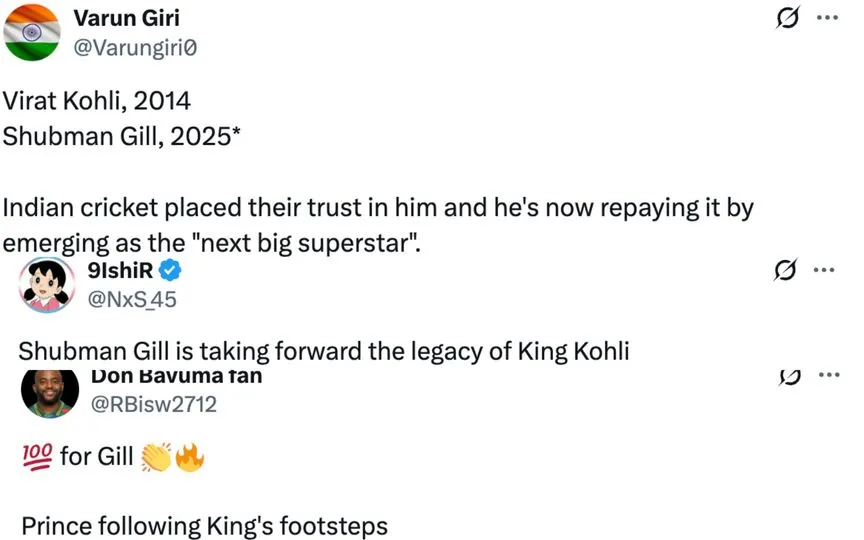 Fan tweet [Source: @Varungiri0, @NxS_45, @RBisw2712/X.com]