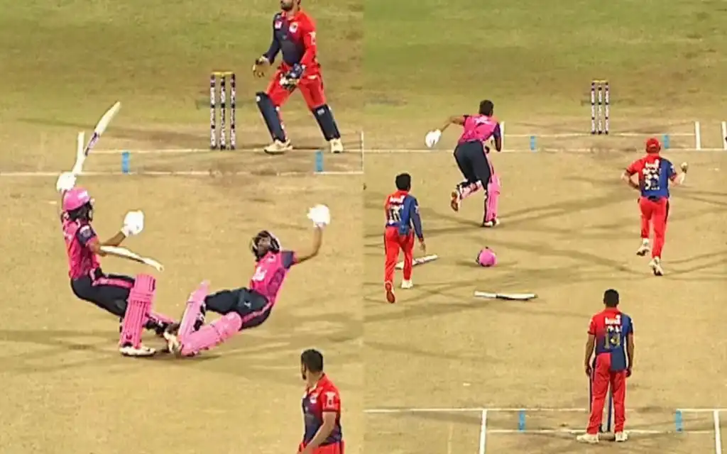 Batters collide and fielders miss run out during MPL [Source: @mpltournament/X]