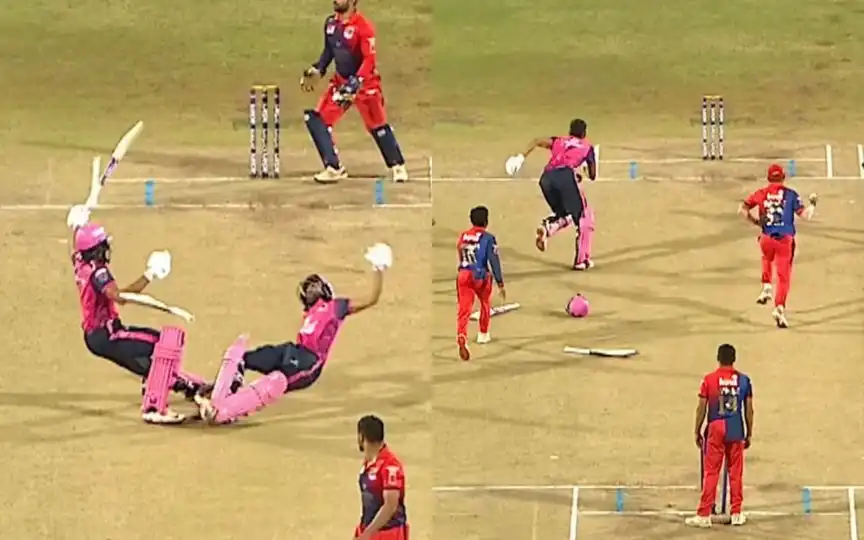 Batters collide and fielders miss run out during MPL [Source: @mpltournament/X]
