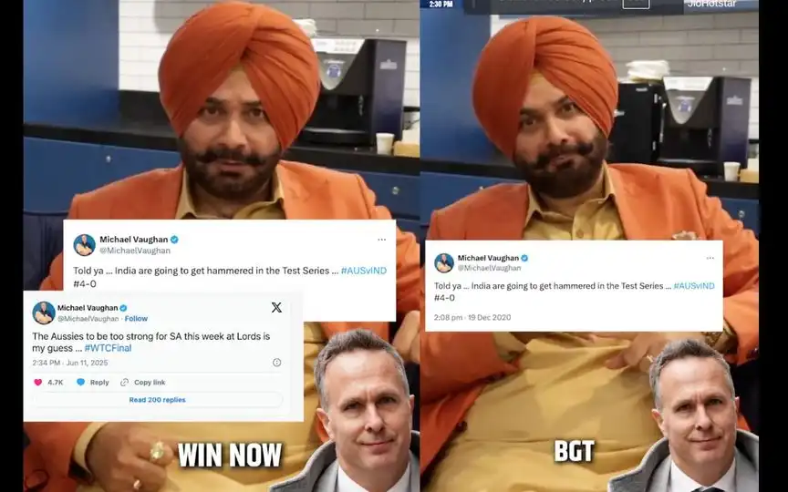 Navjot Singh Sidhu comments on Vaughan's prediction (Source:@StarSports,x.com)
