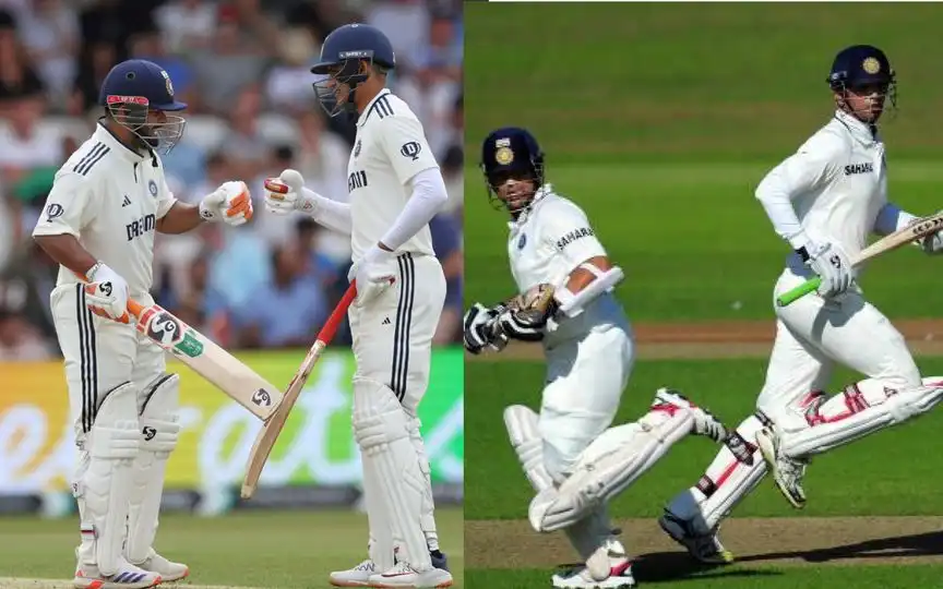 Pant and Gill in 2025, Tendulkar and Dravid in 2002 [Source: AP Photos | @Houseof_Cricket/x.com]