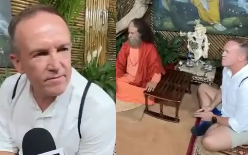 Andy Flower visists Rishikesh [Source: @ANI/X.com]