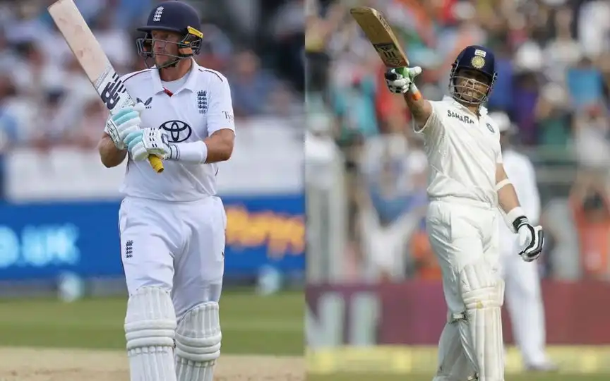 Joe Root and Sachin Tendulkar [Source: AP Photos | @imravee/x.com]