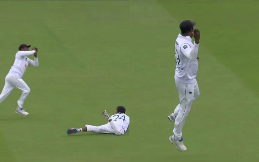 Madushka-Mathews' Unreal Realy Catch To Dismiss Ducket (Source: @ChopadeAas91145/x.com)