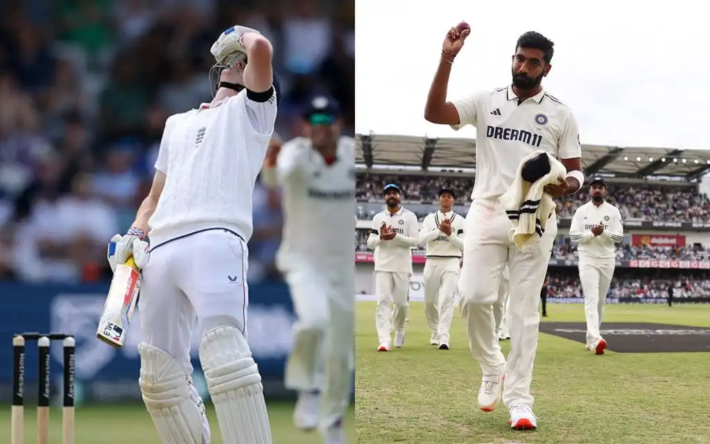 Harry Brook and Jasprit Bumrah (Source: @englandcricket/X.com)