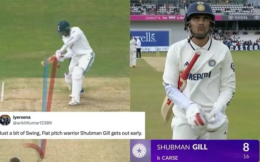 Shubman Gill trolled for cheap dismissal [Source: @LuciferCric, @ankitKumar12309/X.com]