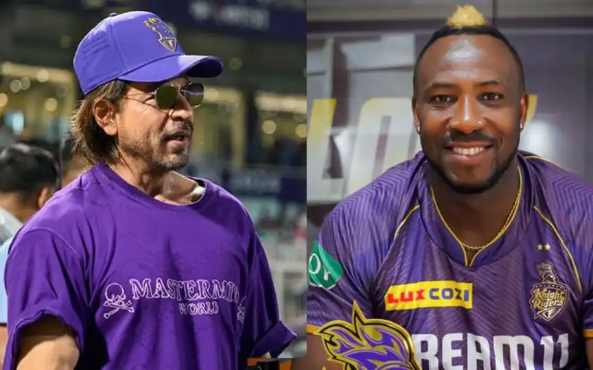 Andre Russell makes wish featuring Shah Rukh Khan [Source: @KKRiders/X.com]