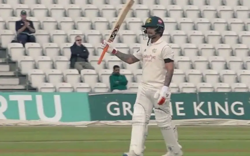Ishan Kishan in County Championship (Source:@OneCricketApp/X.com)