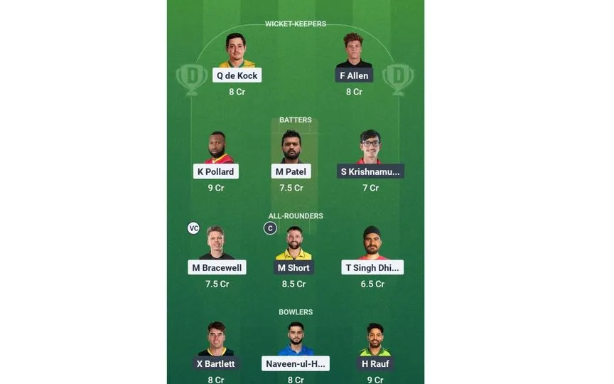 MI vs SF Match 14: Dream11 Team 2 (Source: @Dream11 App)