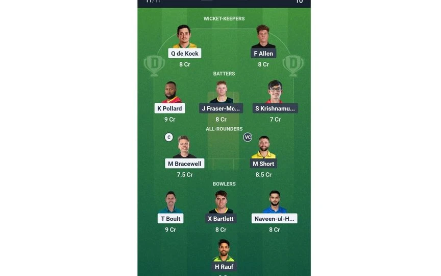 MI vs SF Match 14: Dream11 Team 1 (Source: @Dream11 App)