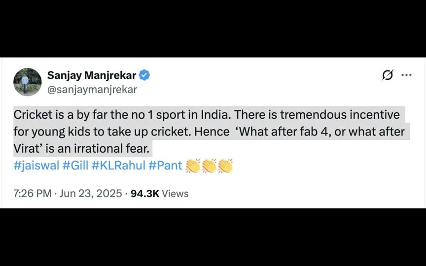 Sanjay Manjrekar's post on X (Source:@sanjaymanjrekar/X.com)