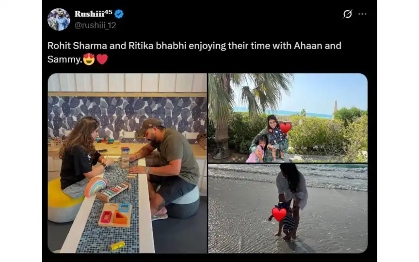 Rohit Sharma,  wife and children [Source: @rushiii_12/X.com]