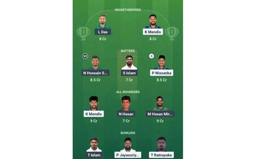 SL vs BAN 2nd Test: Dream11 Team1 (Source: @Dream11 App)