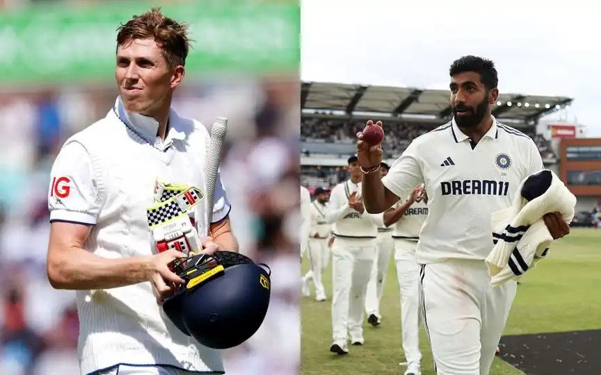 Zak Crawley and Jasprit Bumrah (Source: @englandcricket/X.com)
