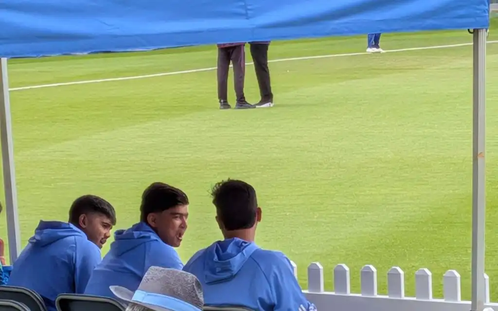Vaibhav Suryavanshi In The Dugout With Teammates (Source: @battleground_k/x.com)