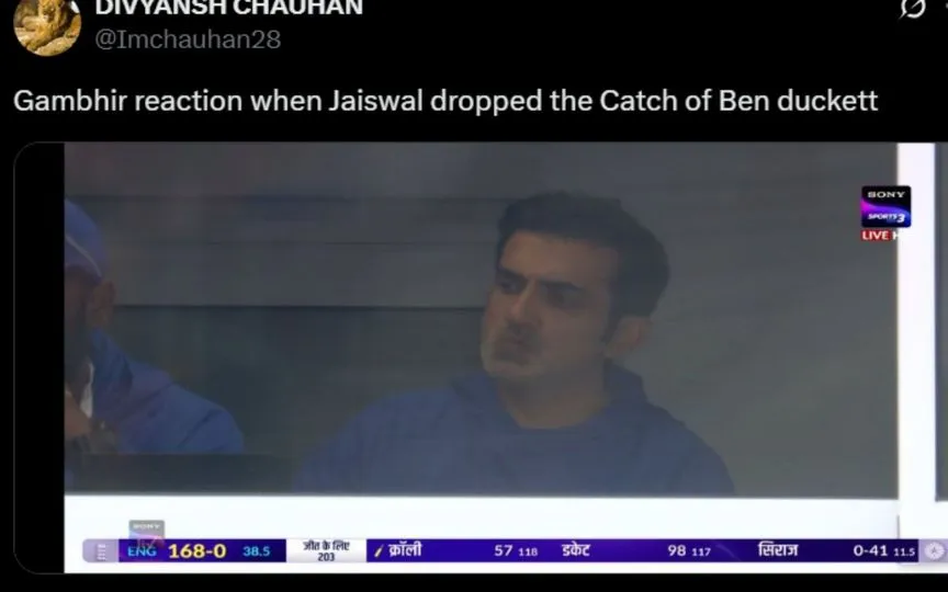 Gambhir frustrated at the stands [Source: @Imchauhan28/X.com]