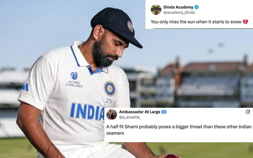 Fans miss Mohammed Shami in IND-ENG Test series [Source: @IMManu_18, @p_anashe_, @academy_dinda/X.com]