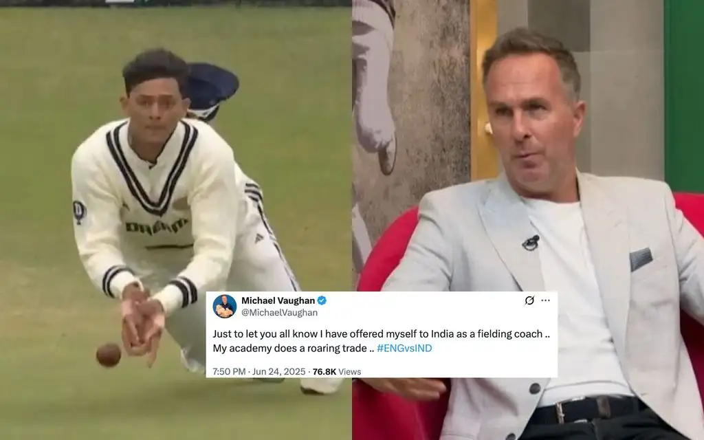 Michael Vaughan made a sarcastic remark on India's fielding (Source:@Vipul_Espeaks/X.com)
