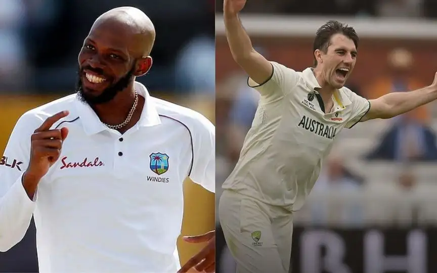 Roston Chase and Pat Cummins [Source: @CaribCricket, @ICC/x]