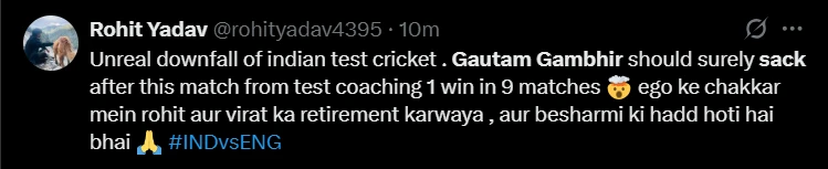 Fan tweet [Source: @rohityadav4395/X.com]
