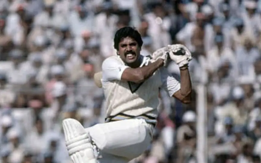 Kapil Dev while batting [Source: @RandomCricketP1/x.com]