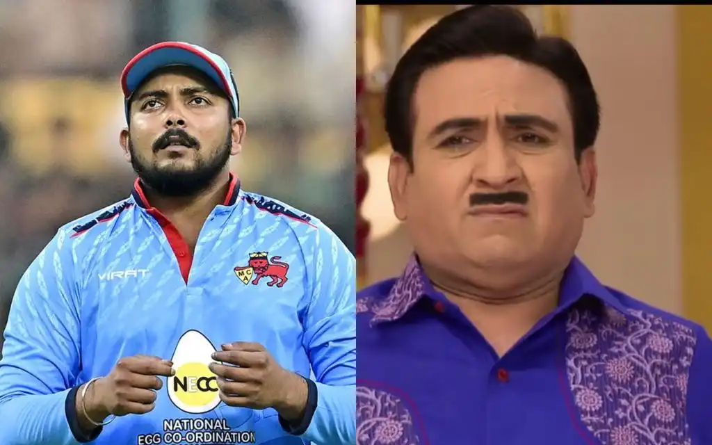 Prithvi Shaw compares himself with Jethalal [Source: @mufaddal_vohra/x.com]
