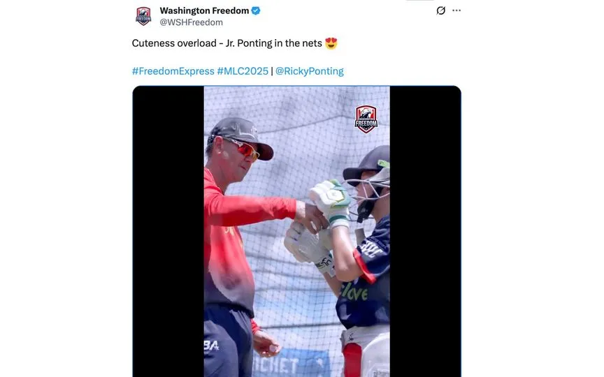 Ricky Ponting with son [Source:  @WSHFreedom/X.com]