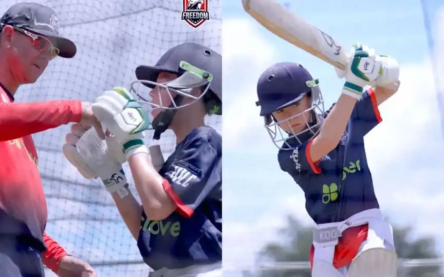 Water Boy Ricky Ponting At Service As Son Fletcher Hits Nets During MLC 2025