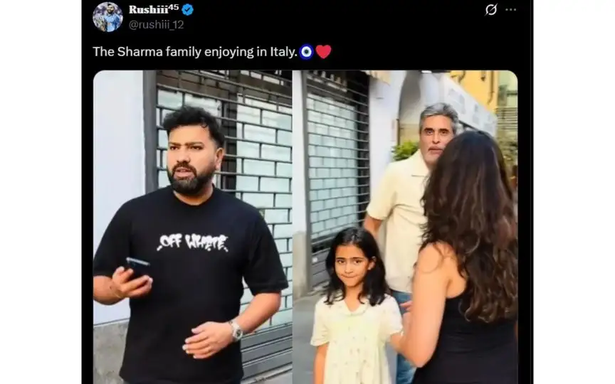 Rohit Sharma With Ritika Sajdeh And Daughter Samaira (Source: @rushiii_12/x.com)