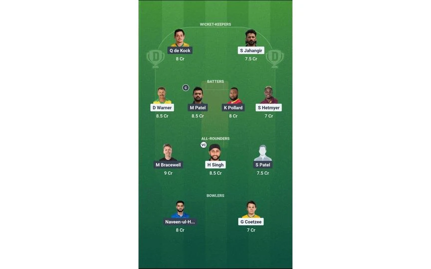 SEA vs NY Team2. [Source - Dream11 App]