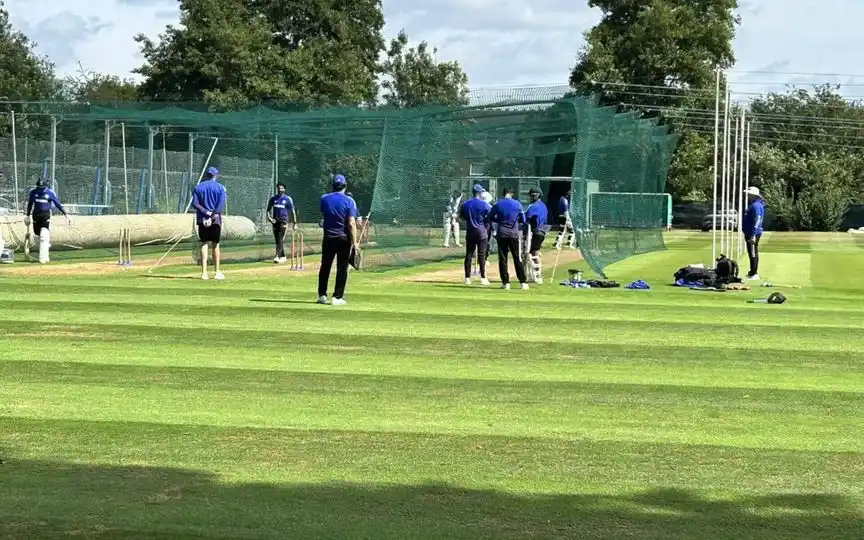Snaps from India's practice session [Source: @Sahil_Malhotra1/X]