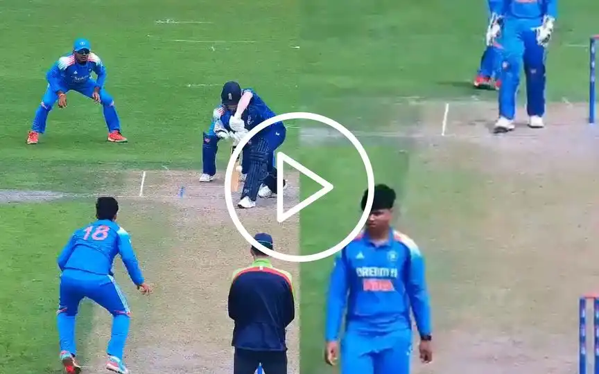 Vaibhav Suryavanshi bowling in IND U19 vs ENG U19 Match [Source: @ProbuddhaBhatt1/x.com]