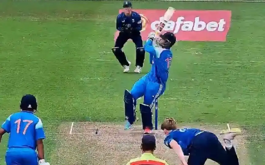 Vaibhav Suryavanshi during his knock vs England (Source:@Varungiri0/X.com)